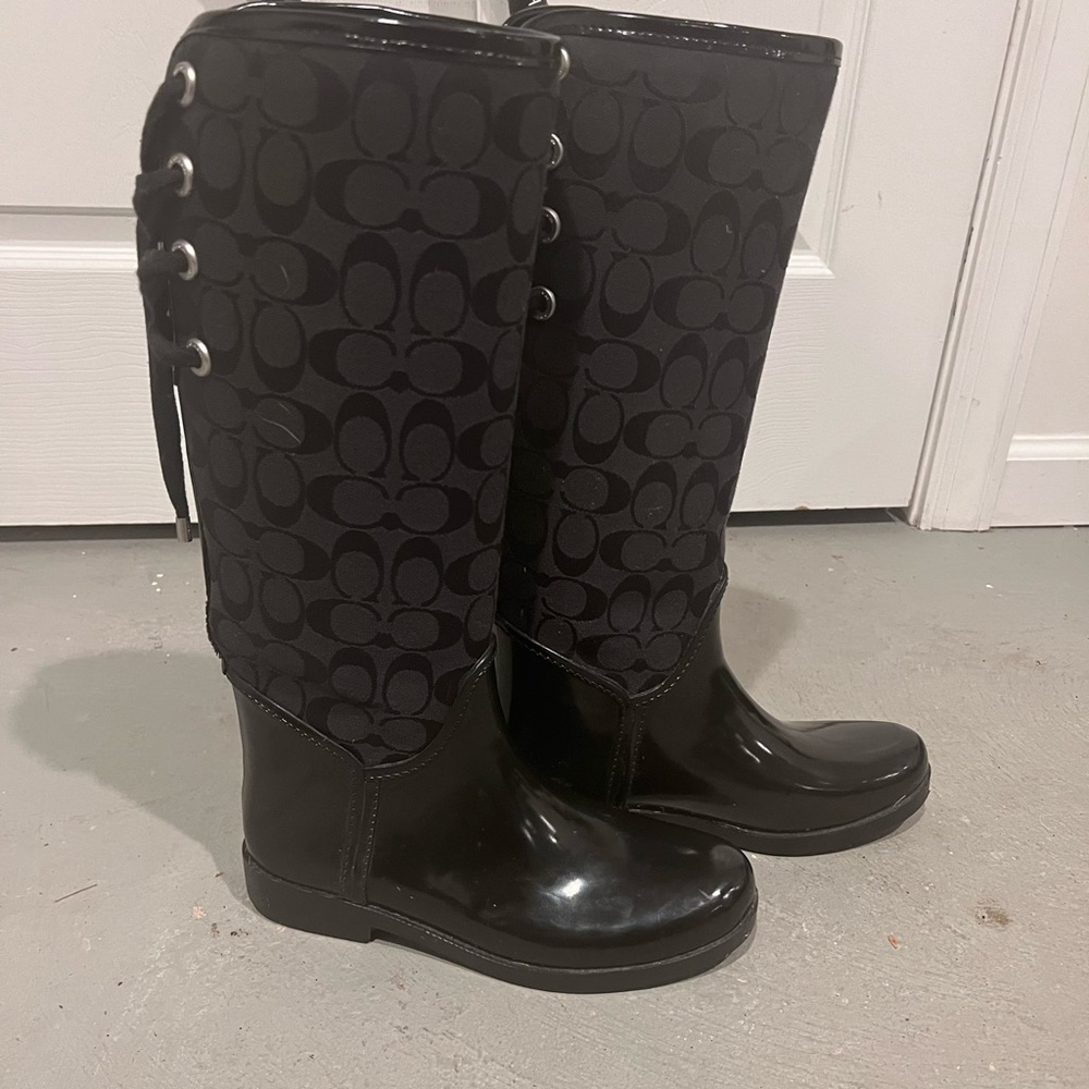 Black coach rain boots